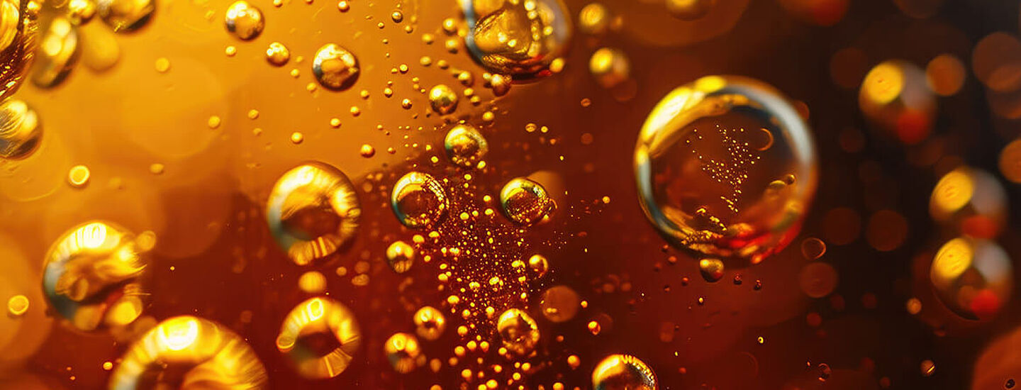 Brown liquid with bubbles