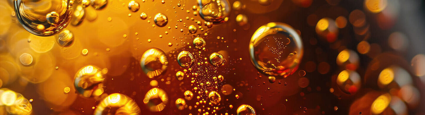 Brown liquid with bubbles