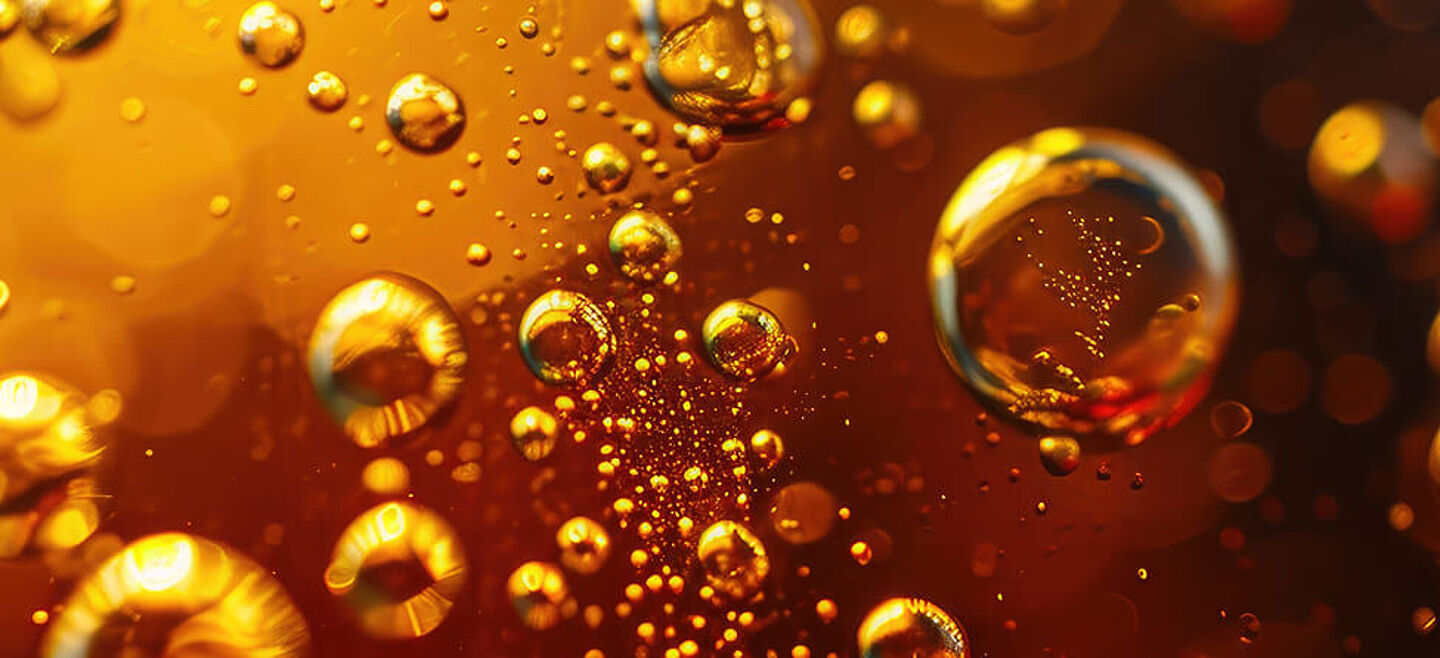 Brown liquid with bubbles