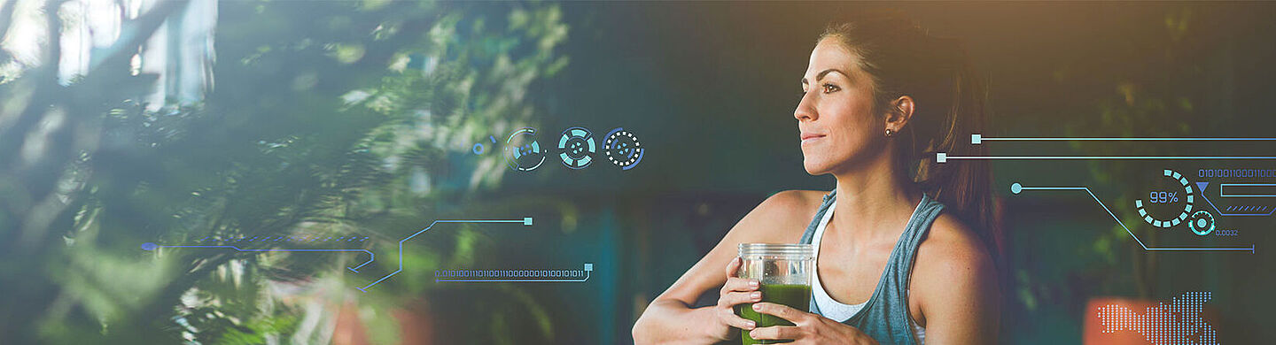 Woman with green juice