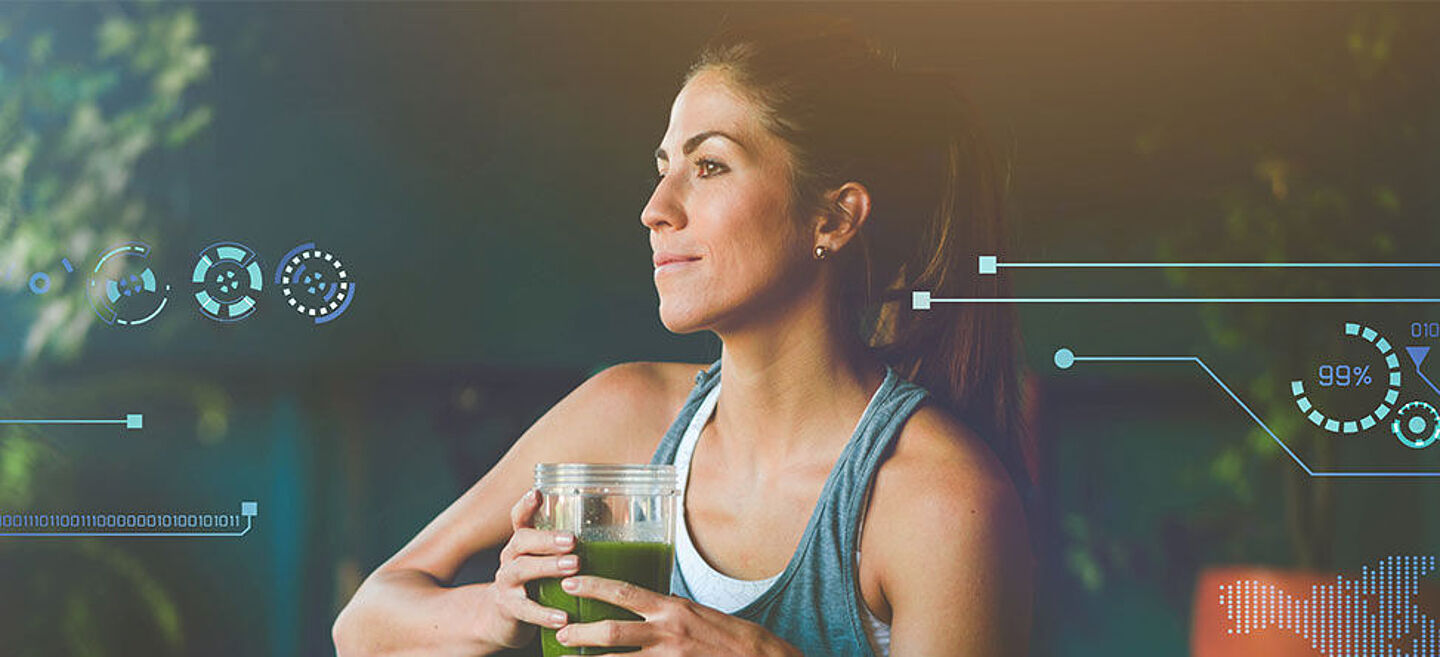 Woman with green juice