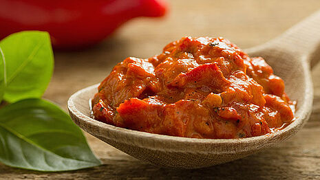 Red sauce on a spoon