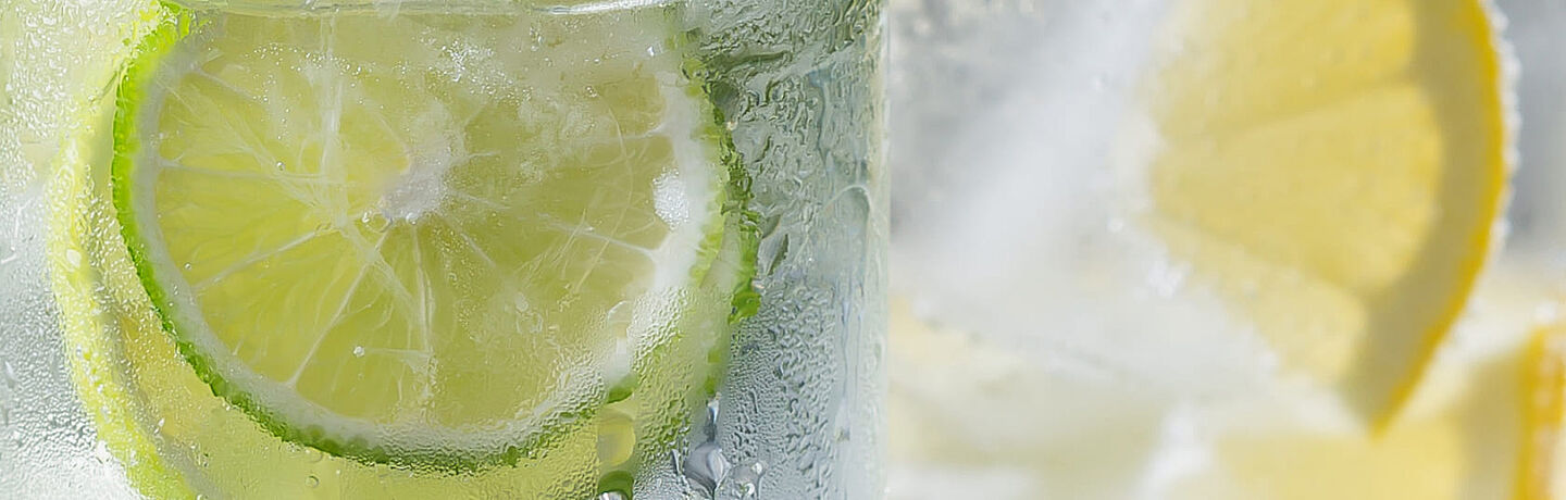 Close-up of fresh lime slices in sparkling water, perfect for refreshing drinks and summer vibes.